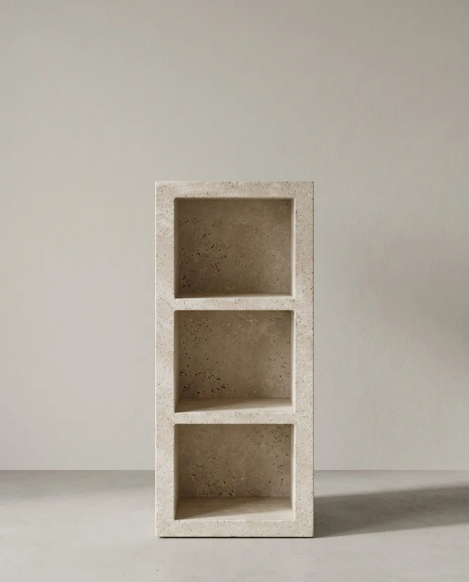 Travertine bookcase