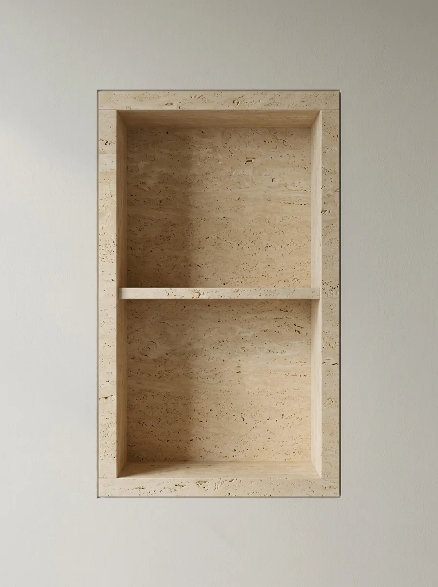 Travertine shower niche