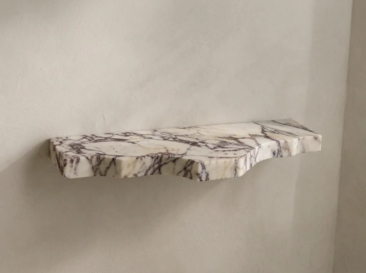 Calacatta Viola irregular-edge shelf