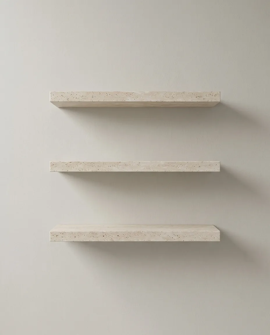 Travertine floating shelf set