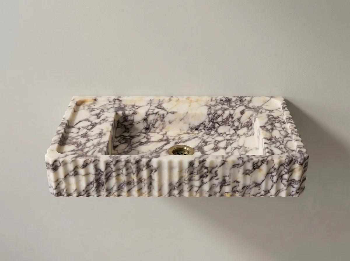 Calacatta Viola marble wall-mounted sink