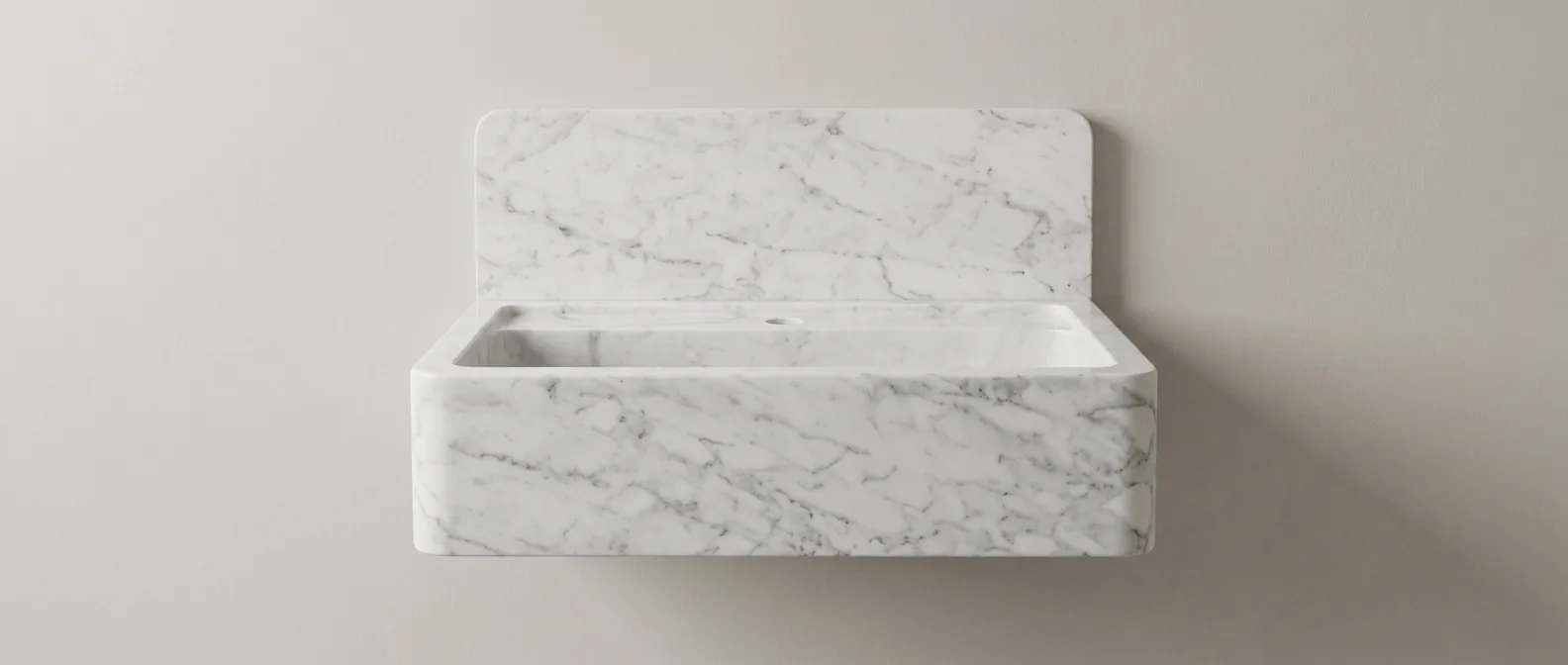 Carrara marble sink with backsplash