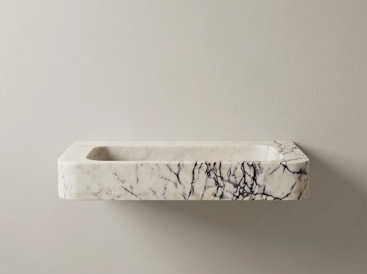 Lilac marble vessel sink