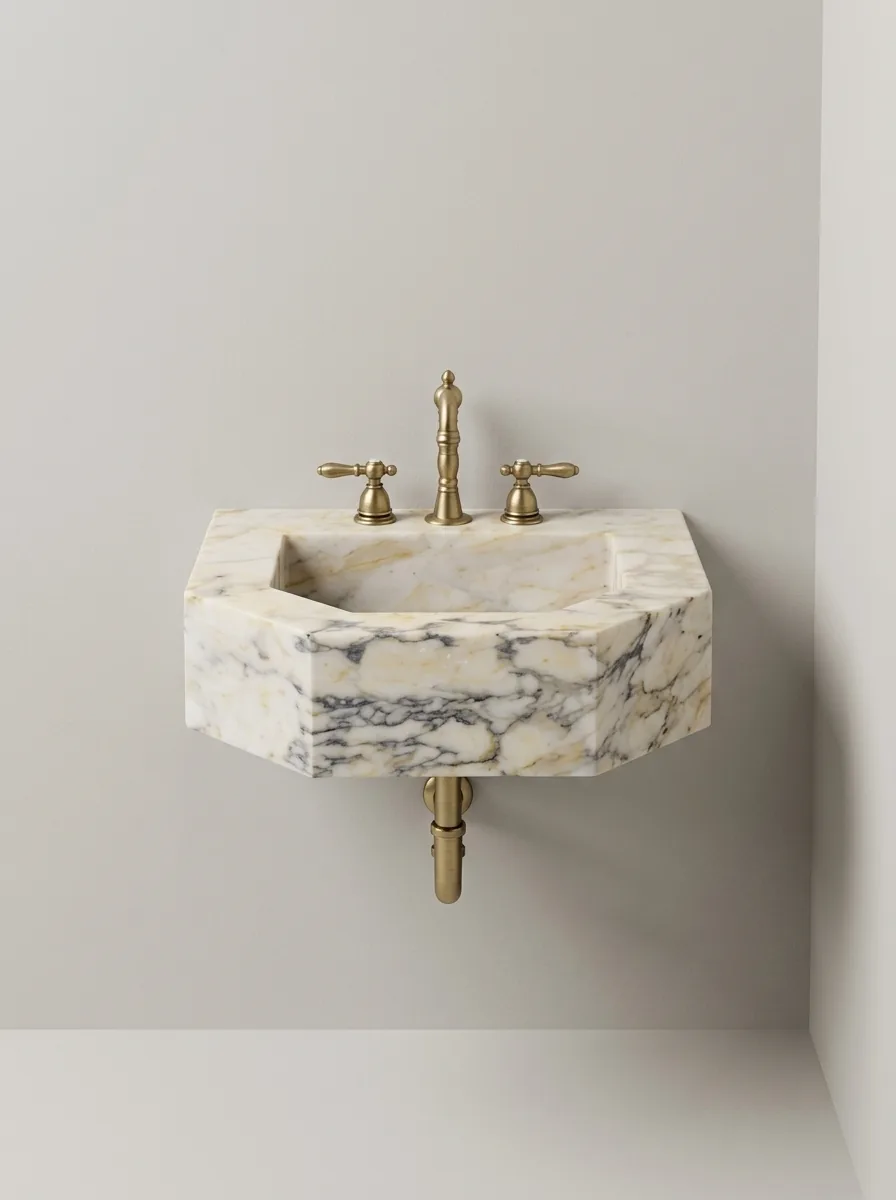 Pentagon Calacatta Gold marble sink